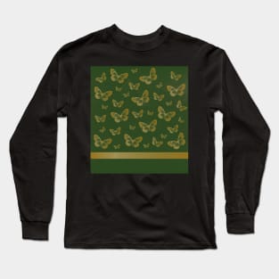 Gold Butterflies | Emerald Green Marble Long Sleeve T-Shirt